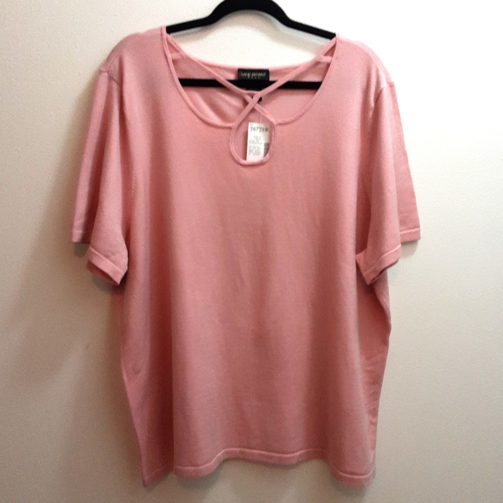 Lane Bryant Short Sleeve Sweater Pink Sz 26/28W NWT